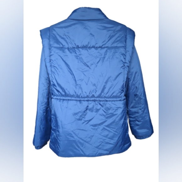 NWT Anthropologie/Maeve Blue Snap-Sleeve Puffer Jacket & Vest removable sleeves, - Picture 3 of 15